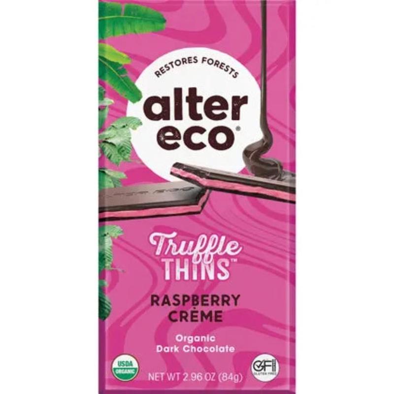 ALTER ECO Chocolate Organic Raspberry Creme Dark Truffle Thins 84g