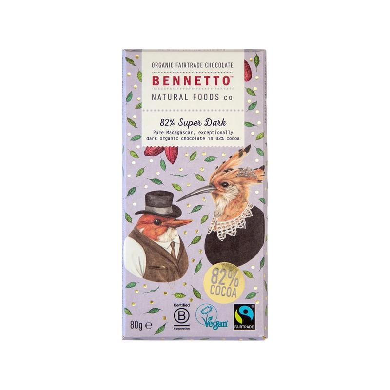 BENNETTO Organic Dark Chocolate 82% Super Dark 80g