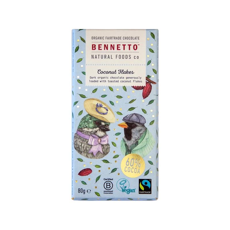BENNETTO Organic Dark Chocolate Coconut flakes 80g