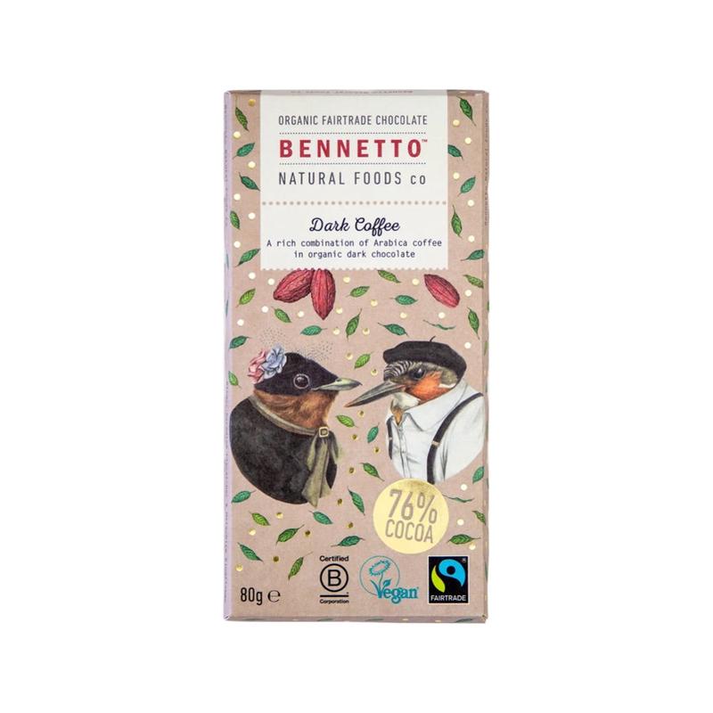 BENNETTO Organic Dark Chocolate Dark Coffee 80g