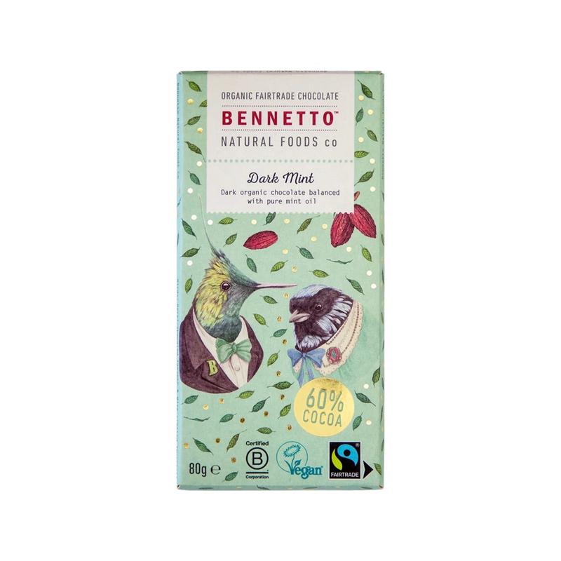 BENNETTO Organic Dark Chocolate Dark Mint 80g