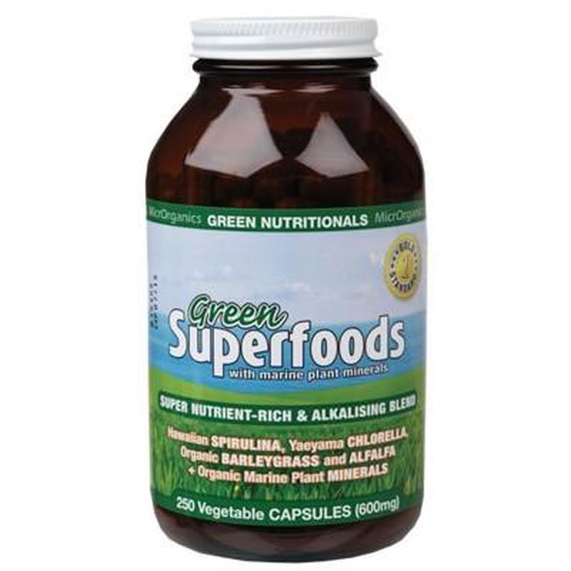 GREEN NUTRITIONALS Organic Green Superfoods 250 VegeCaps (600mg)