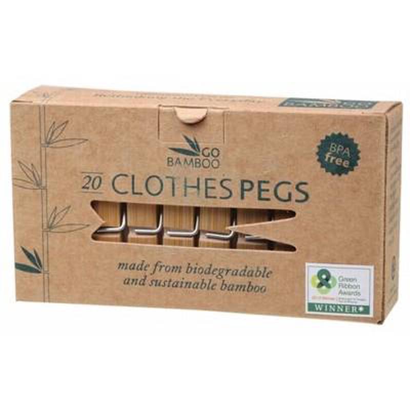 GO BAMBOO Clothes Pegs Biodegradable 20 Pack