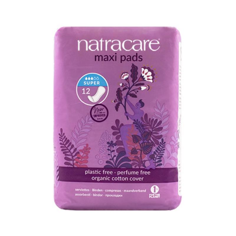 Natracare Maxi Pads Super with Organic Cotton Cover x 12 Pack