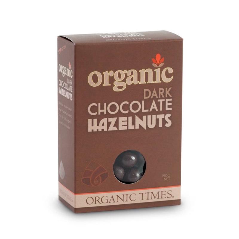 ORGANIC TIMES Dark Chocolate Hazelnuts - 150g