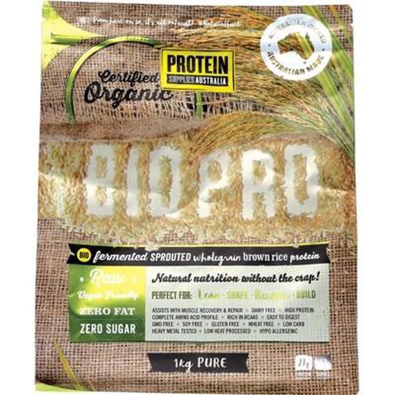 PROTEIN SUPPLIES AUSTRALIA Biopro Sprouted Organic Brown Rice Pure 1kg