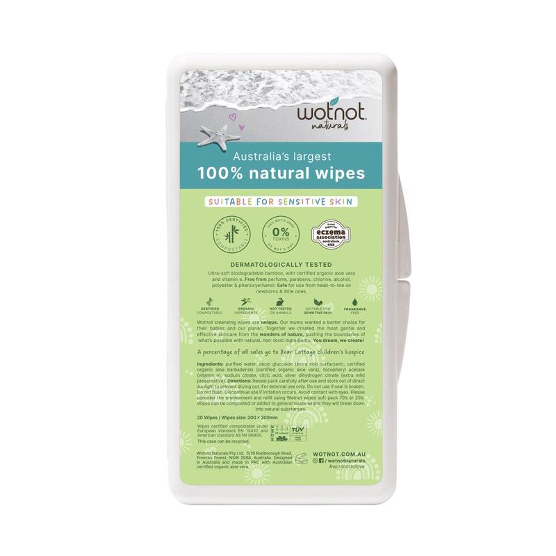 WOTNOT Organic Natural Wipes 100% Biodegradable 20 pcs with case