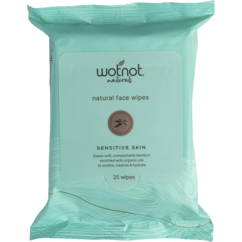 WOTNOT Organic Sensitive Skin Facial Wipes 25 pack
