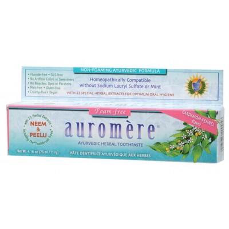 AUROMERE Toothpaste Ayurvedic Cardamom-Fennel (Foam-Free) 117g