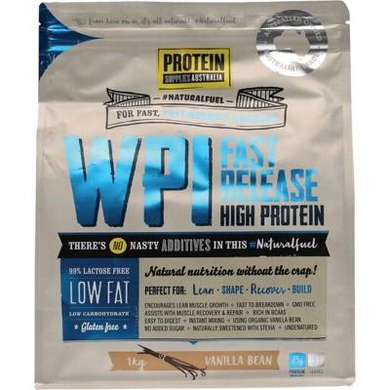 PROTEIN SUPPLIES AUST. WPI (Whey Protein Isolate) Vanilla Bean 1kg