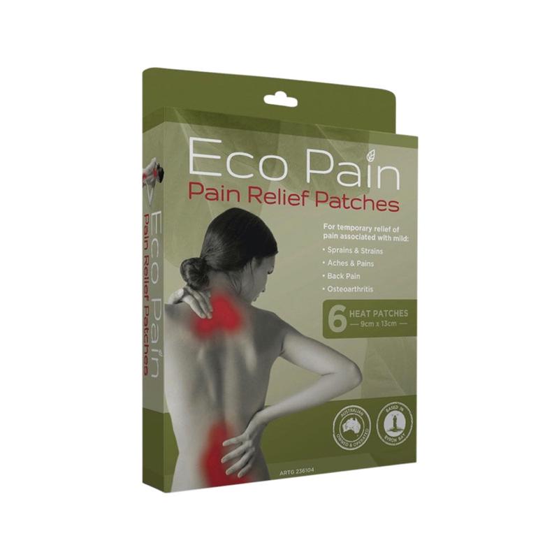 Byron Naturals Eco Pain Patches Pain Relief (Heat Patches - 9cm x 13cm) x 6 Pack