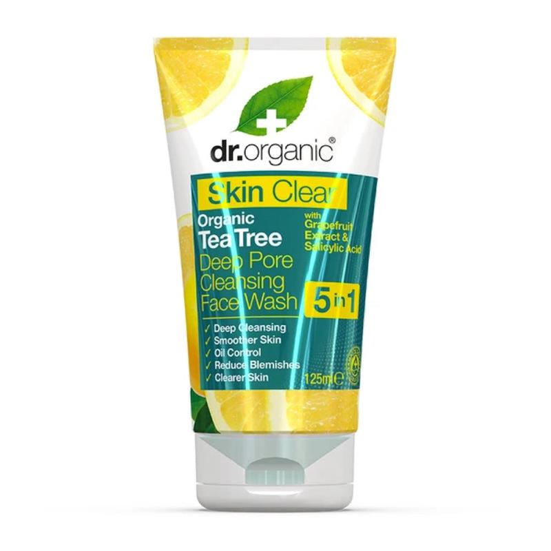 DR ORGANIC Face Wash Deep Pore Cleansing Skin Clear Tea Tree 125ml