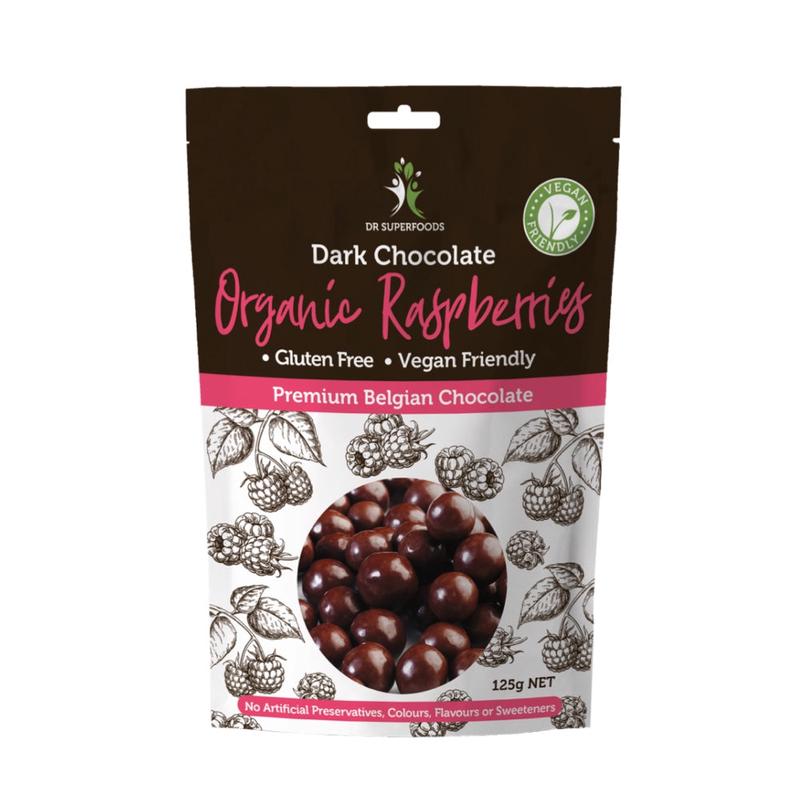 DR SUPERFOODS Organic Raspberries Dark Chocolate Raspberries 125g