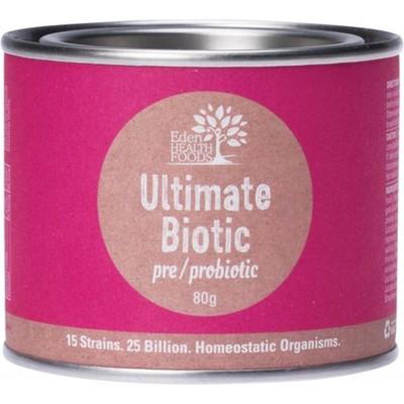 EDEN HEALTHFOODS Ultimate Biotic Pre/Probiotic 25 Billion Friendly Bacteria 80g