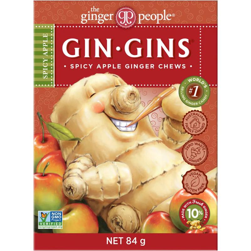 THE GINGER PEOPLE Gin Gins Ginger Candy Chewy Spicy Apple 84g