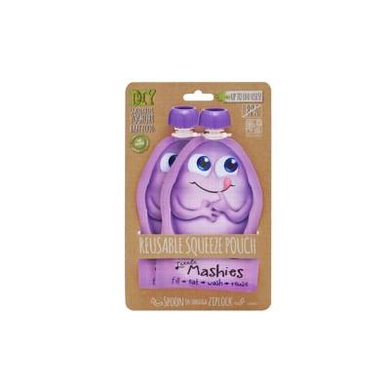 LITTLE MASHIES Reusable Squeeze Pouch 130ml Purple - 2 pack