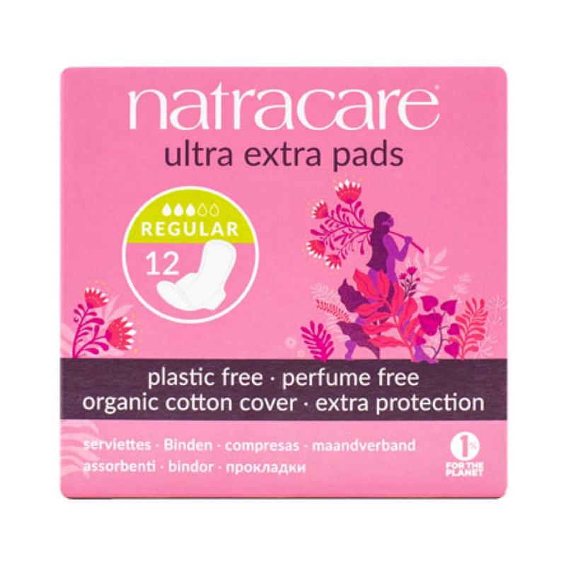Natracare Ultra Extra Pads Regular with Organic Cotton Cover x 12 Pack