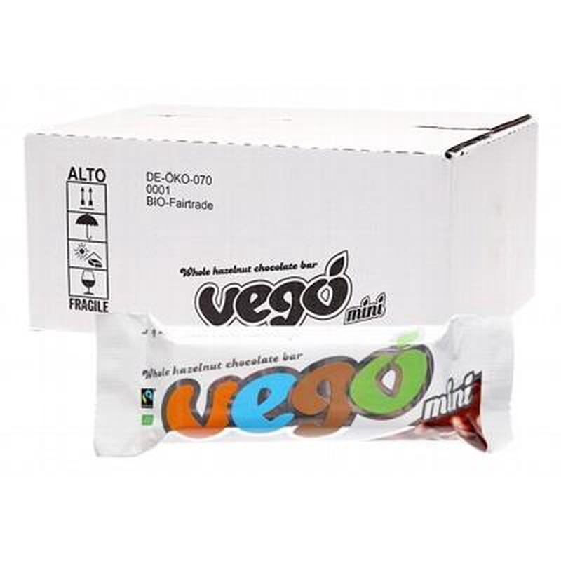 VEGO Whole Hazelnut Organic Chocolate Bar Mini 65g x 20 Bulk