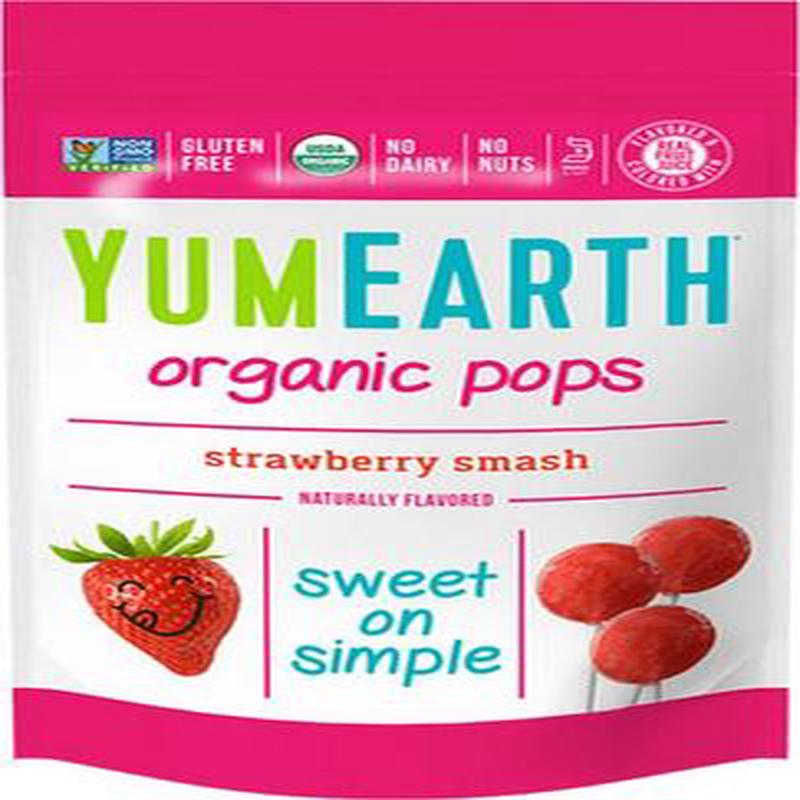 YUMEARTH Organic Lollipops Bags Strawberry 85g/14 lollipops per bag