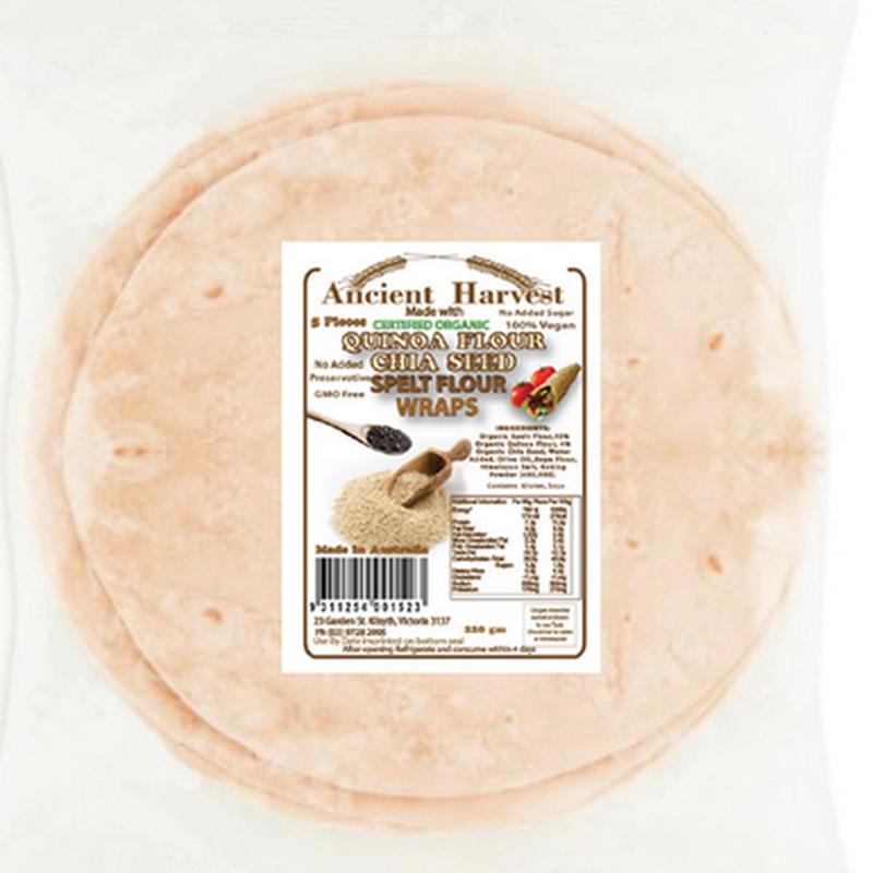 ANCIENT HARVEST Organic Quinoa Chia Seed Spelt Flour Wraps 220g
