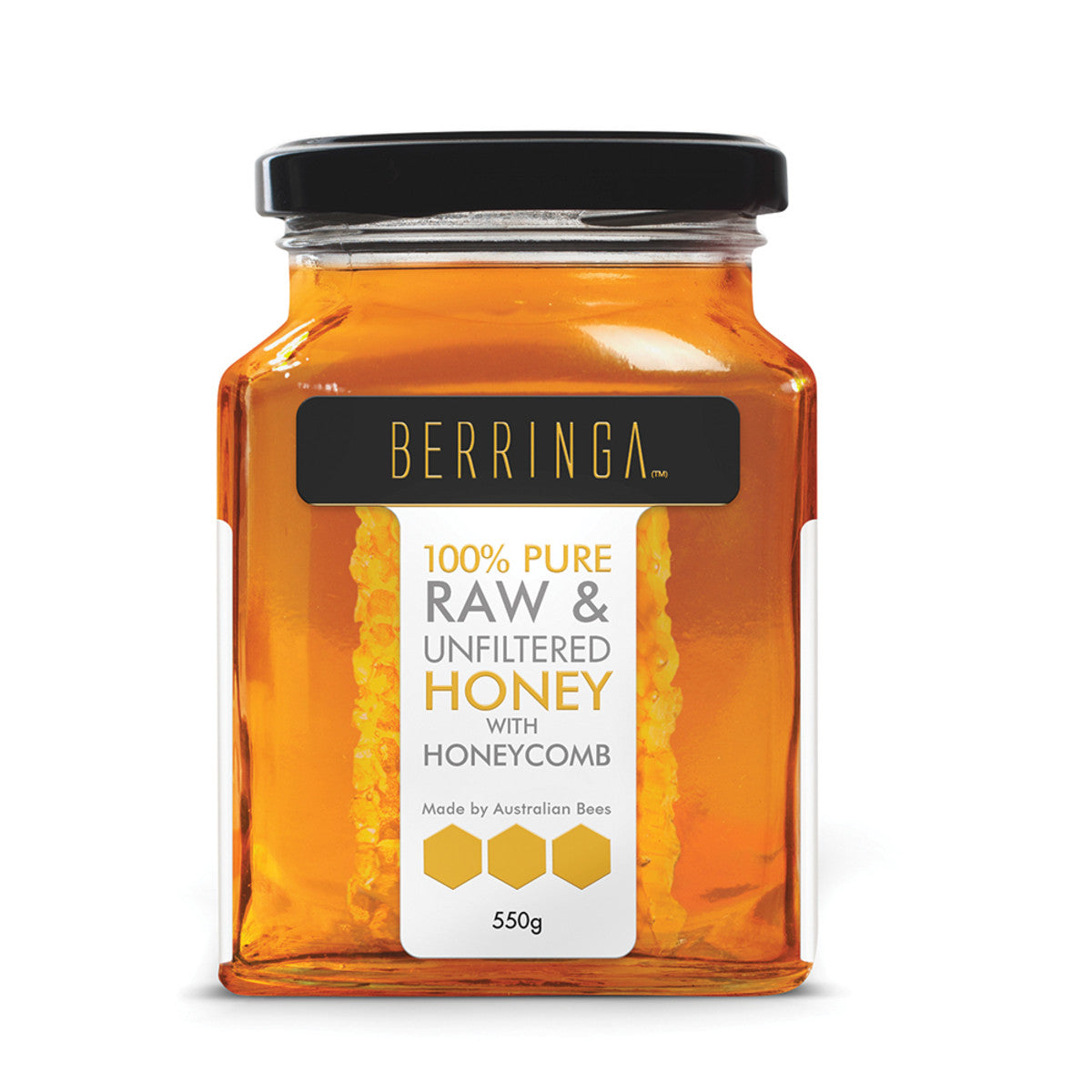 Berringa Australian Pure Raw & Unfiltered Honey with Honeycomb 525g