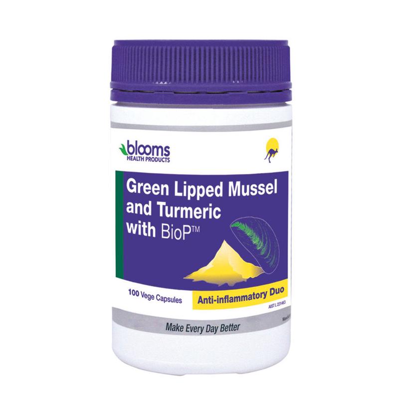 Blooms Green Lipped Mussel Turmeric with BioP 500mg 100 veg caps