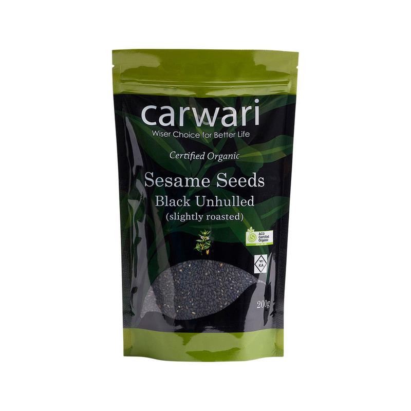 Carwari Organic Sesame Seeds Black Unhulled 200g - Slightly Roasted