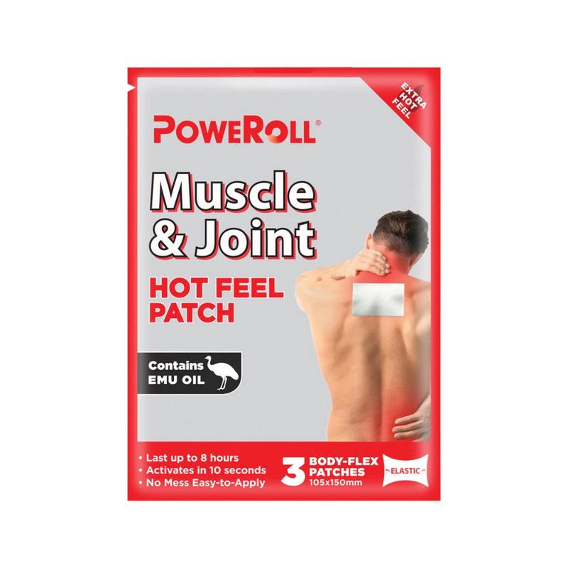PoweRoll Muscle & Joint Patch Hot Feel x 3 Pack