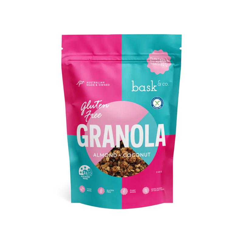 Bask & Co Gluten Free Granola Clusters - Almond & Coconut 250g