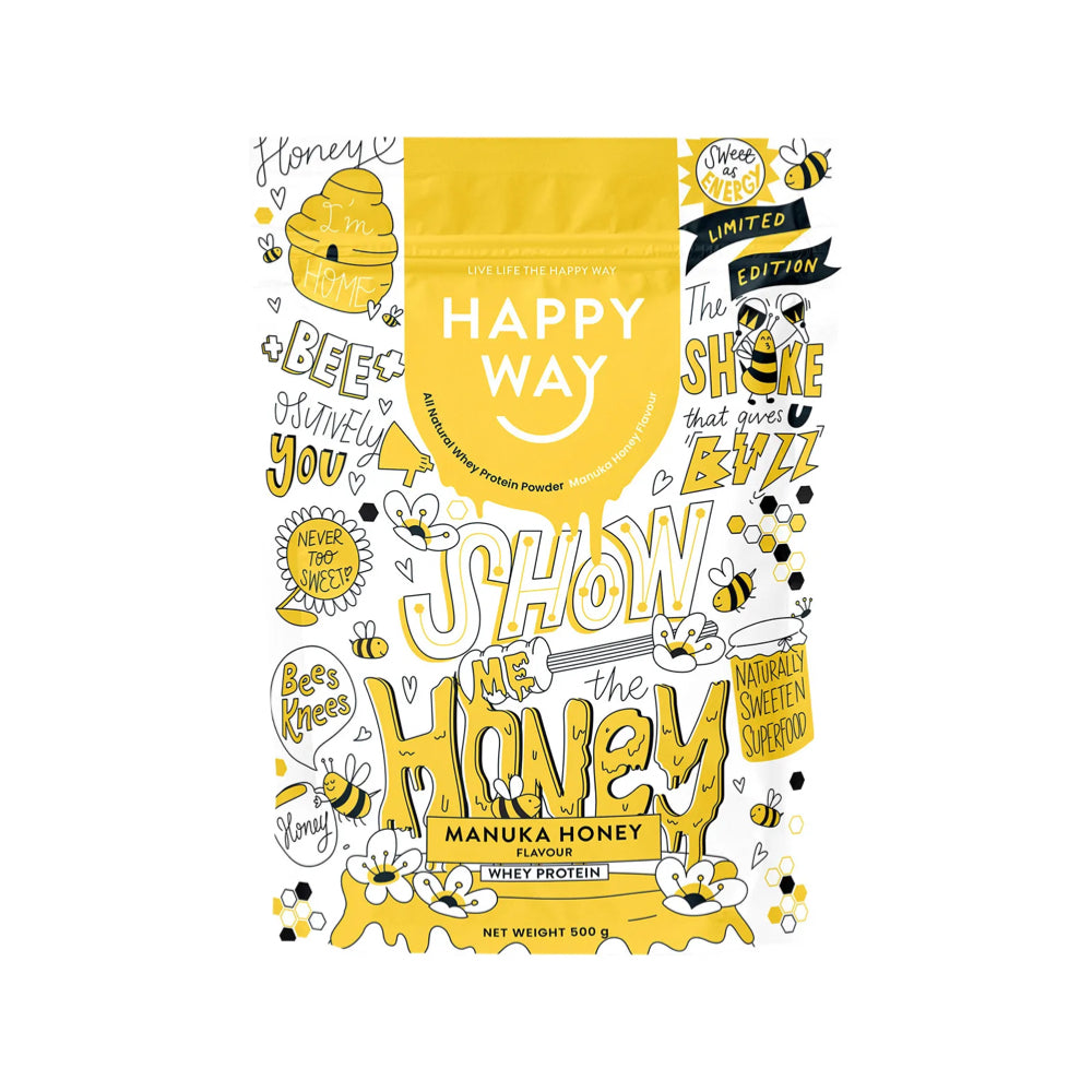 HAPPY WAY Whey Protein Powder Manuka Honey 500g