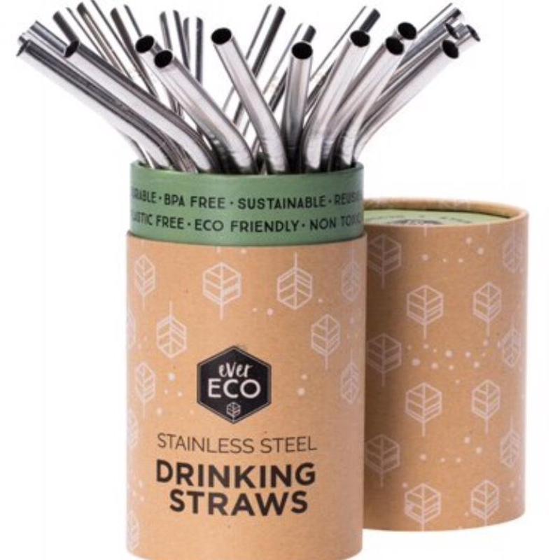Ever Eco 25 Pack Bent Stainless Steel Straws - Counter Display
