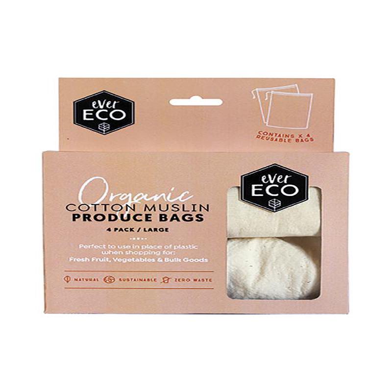 Ever Eco 4 Pack Reusable Organic Cotton Muslin Produce Bags