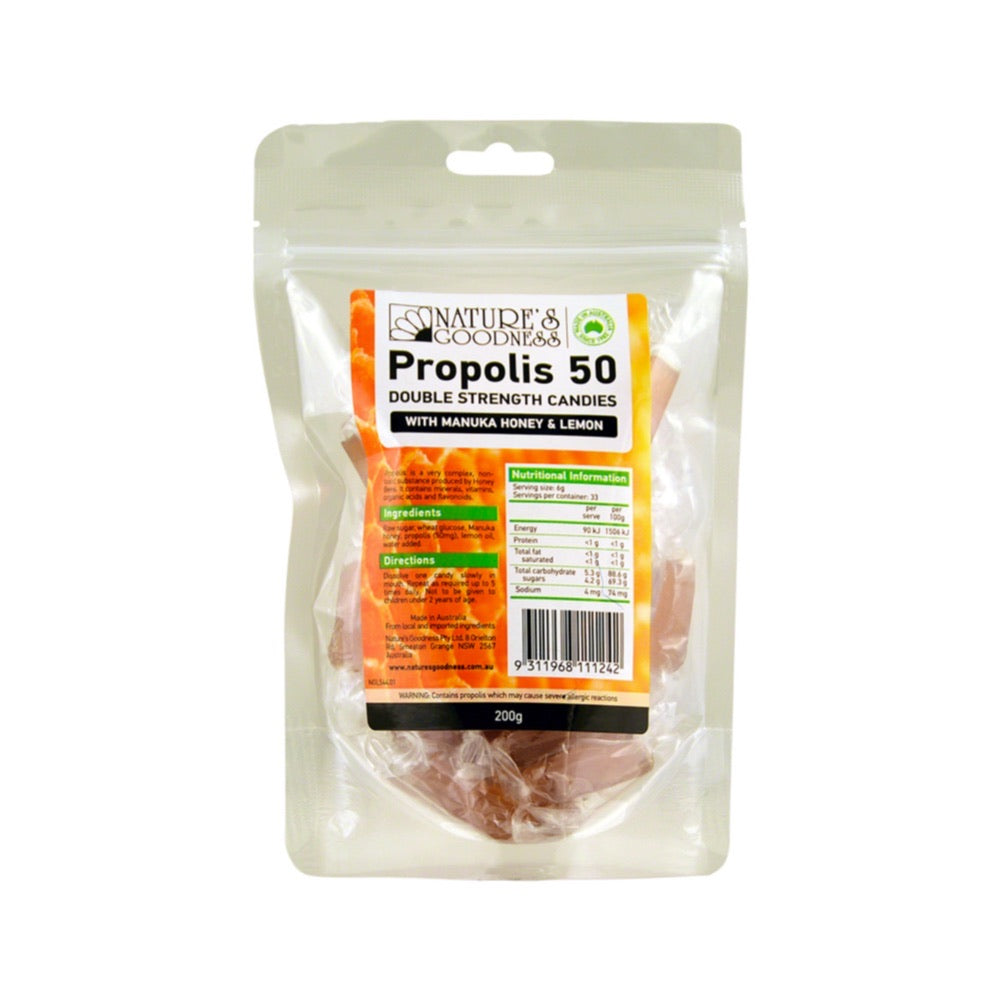 Nature's Goodness Propolis with Manuka Honey Lozenges (High Strength) Lemon Flavour 200g