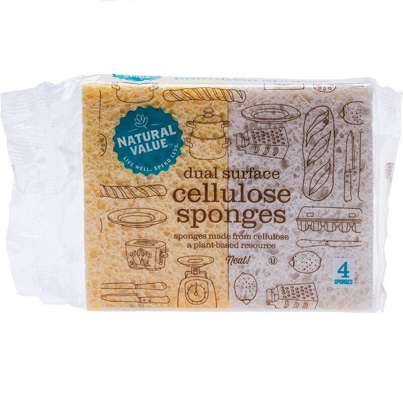 Natural Value 4 Pack Dual Surface Cellulose Sponges