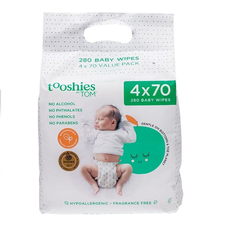 Tooshies by Tom Pure Baby Wipes Value Pack - 4x70