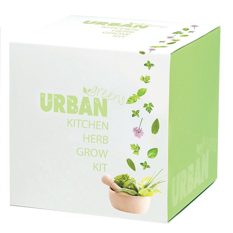 Urban Greens Grow Kit Kitchen Herbs - Basil, Parsley, Thyme, Sage & Chives - 10x10cm