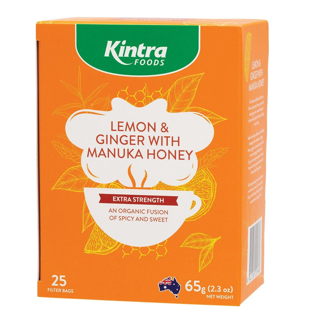Kintra Foods 25 Herbal Tea Bags Lemon & Ginger With Manuka Honey