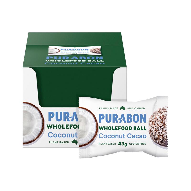 Purabon Wholefood Balls Coconut Cacao 43g x 12 Display