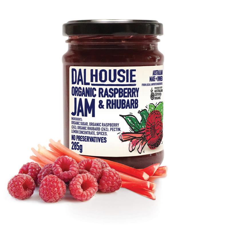 Dalhousie Organic Raspberry and Rhubarb Jam 285g