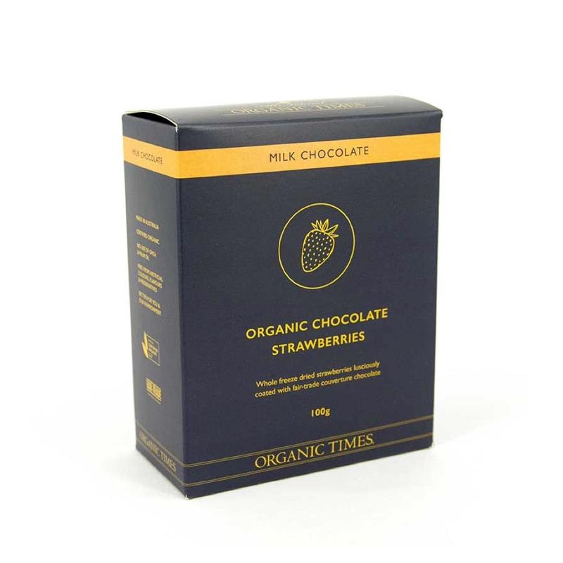 Organic Times Milk Chocolate Strawberries - 100g