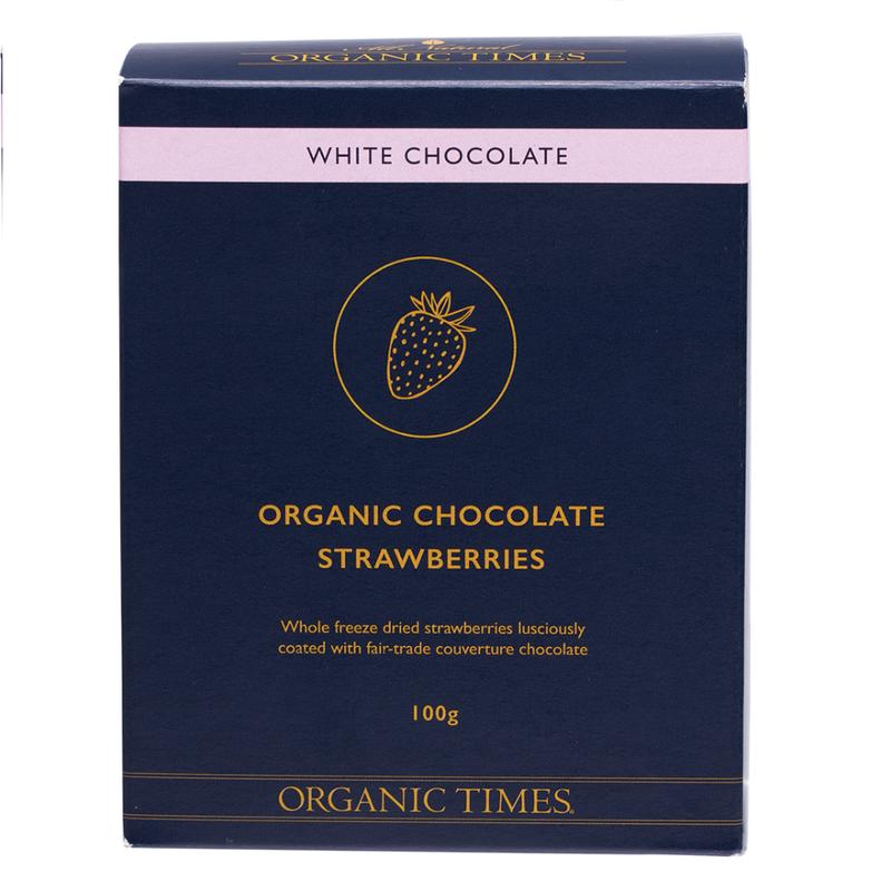 ORGANIC TIMES White Chocolate Strawberries - 100g