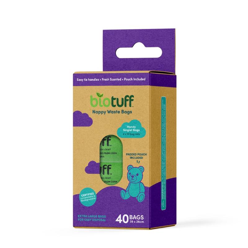 BIOTUFF Nappy Waste Bags Refill 4 x 10 Bag Rolls