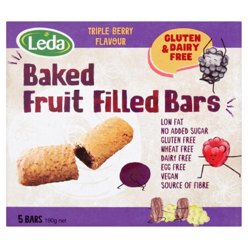 Leda Baked Fruit Filled Triple Berry Bars Multi Pack 5pk 190g