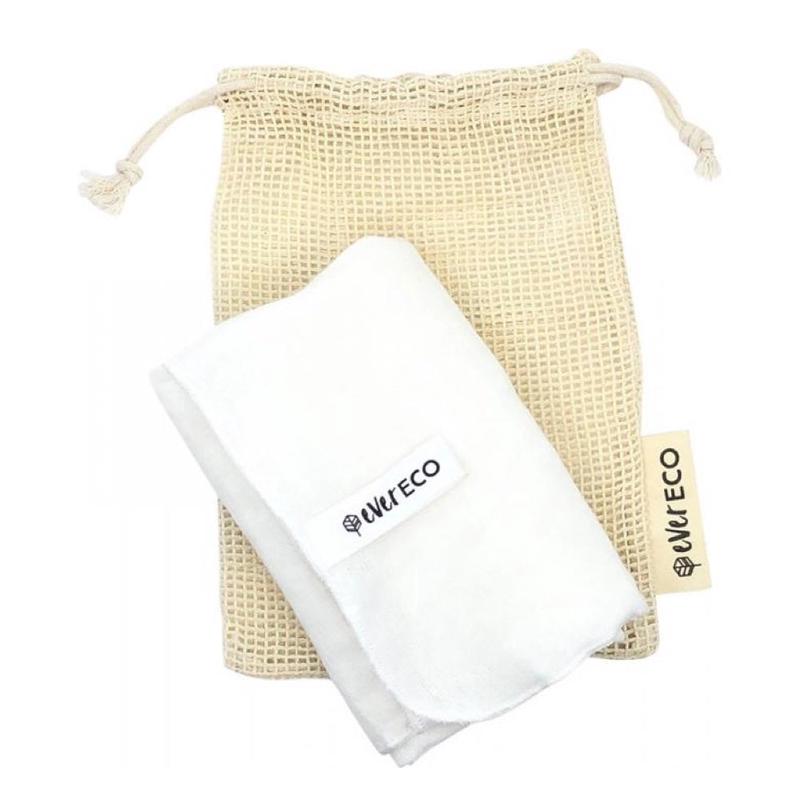 EVER ECO Muslin Facial Cloths With Cotton Wash Bag - 2