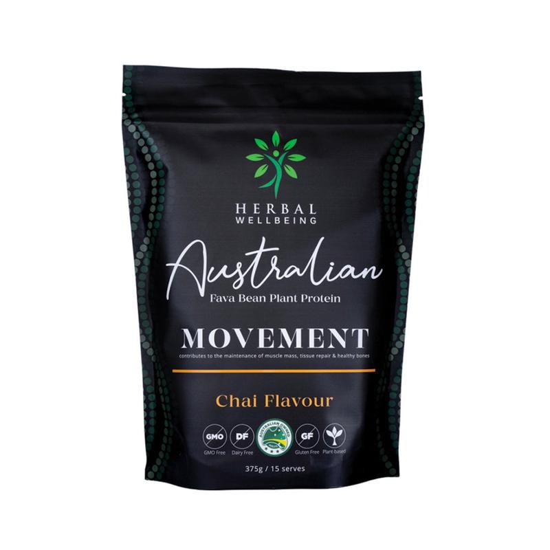 Herbal Wellbeing Australian Fava Bean Plant Protein Movement Chai 375g