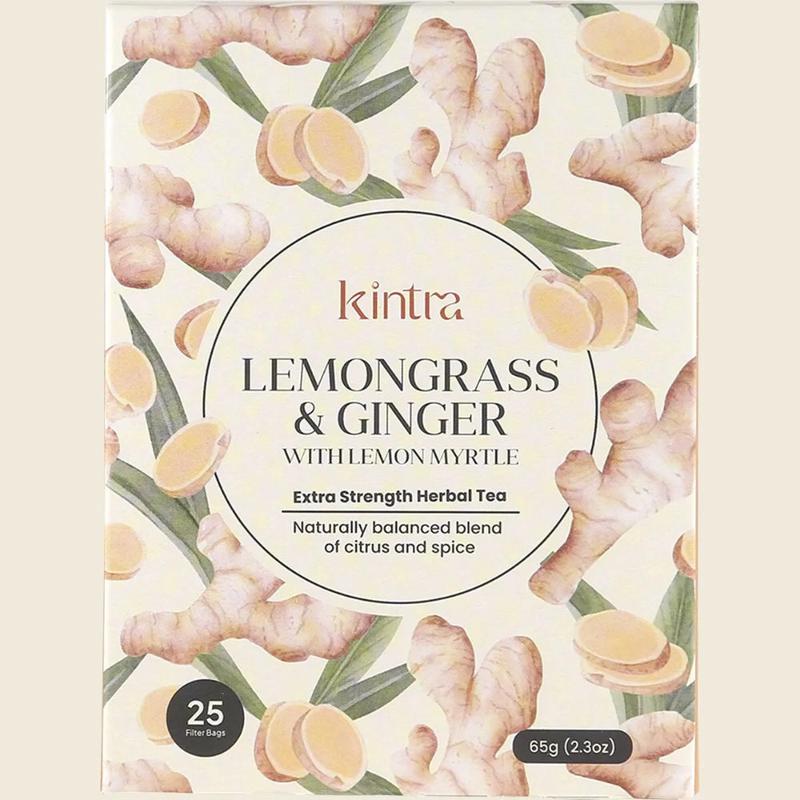 KINTRA FOODS Herbal Tea Bags Lemongrass & Ginger w/Lemon Myrtle - 25 Bags