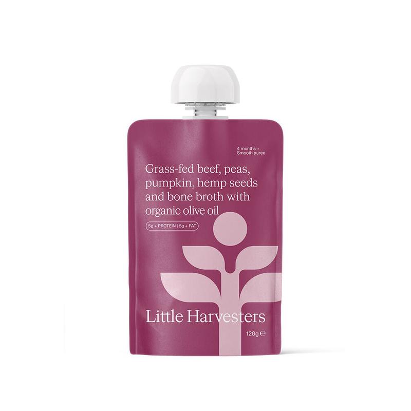 LITTLE HARVESTERS Puree Pouch - Grass-Fed Beef & Peas 6x120g