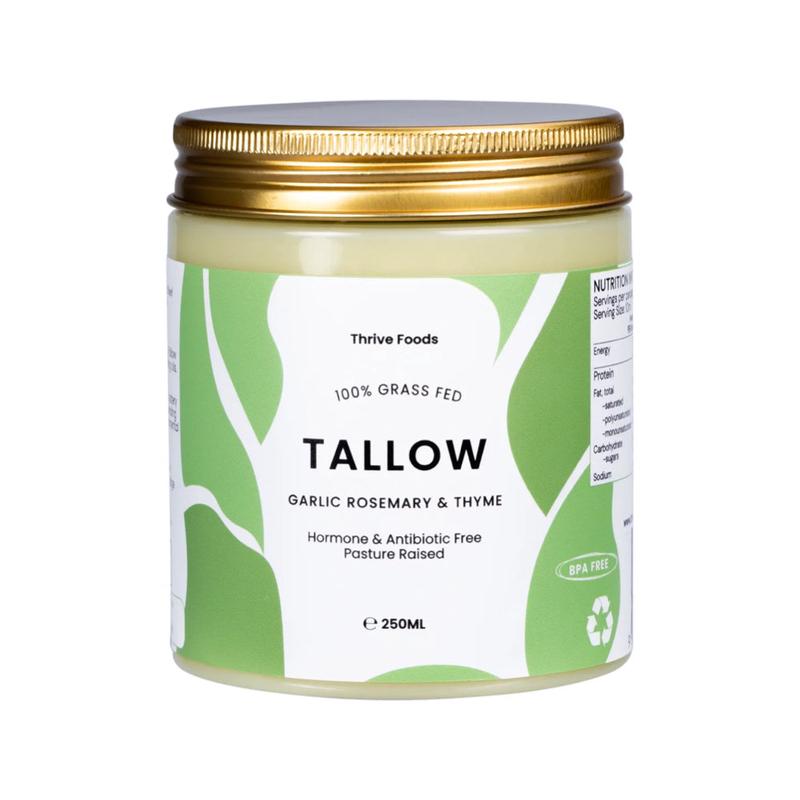 THRIVE TALLOW 100% Grass Fed Tallow Garlic, Rosemary & Thyme 250ml