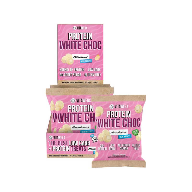 VITAWERX White Choc Coated Macadamias 10x60g