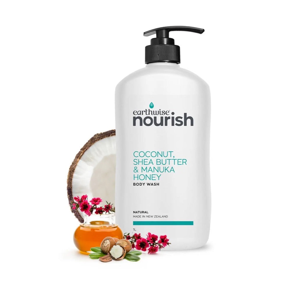EARTHWISE NOURISH Body Wash Coconut, Shea Butter & Manuka Honey- 1L